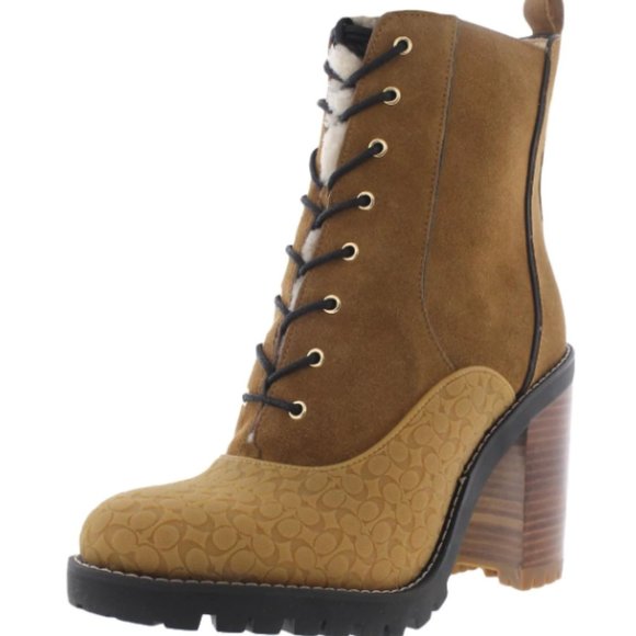 NWT Coach Haven Winter B Two Tone Block Heels Lug Coach Snow Boot - Picture 7 of 8